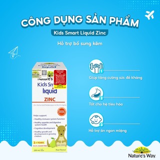 Siro Nature's Way Kids Smart Liquid Zinc Úc bổ sung kẽm - 1y+