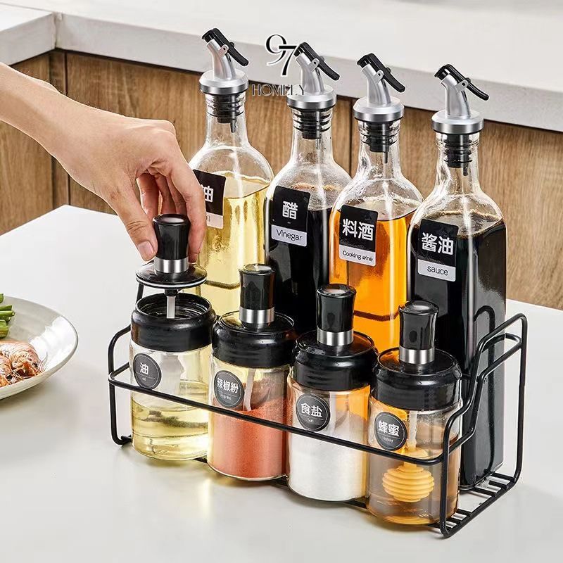 COMBO 5 CHAI (Kèm Vòi Rót) Lọ Đựng Gia Vị Dầu Ăn Nước Mắm 97HOMELY Thủy Tinh 500ml Đựng Xì Dầu Giấm Ăn