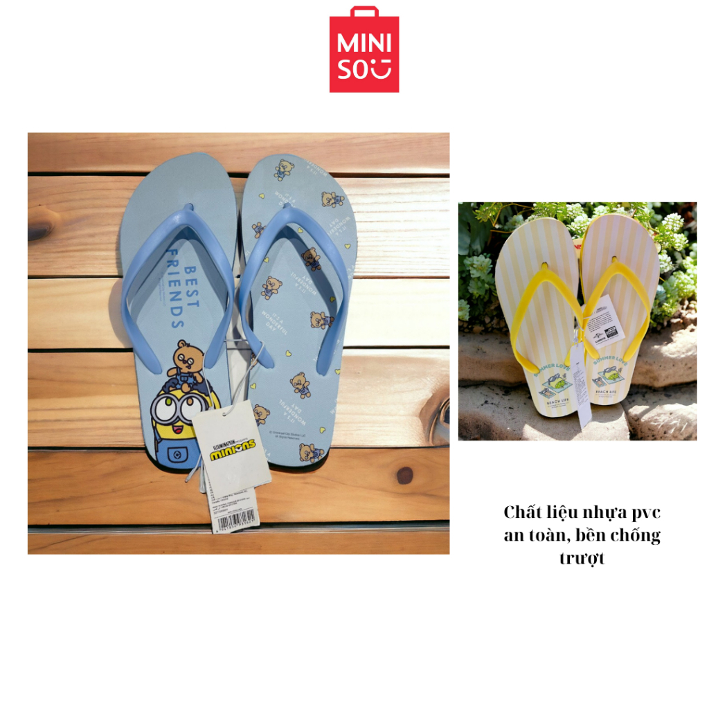 Dép xỏ ngón nữ, dép tông chống trượt hình minion chính hãng miniso