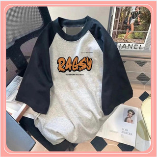 Áo thun Baby Tee tay phối  xanh chất cotton khô form rộng Unisex
