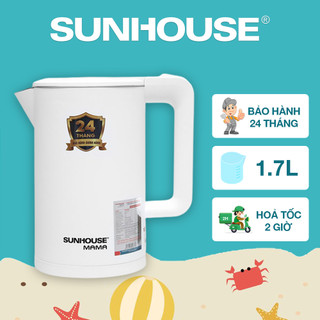 Ấm siêu tốc inox 2 lớp 1.7l sunhouse mama shd1386w - bảo hành 24 tháng