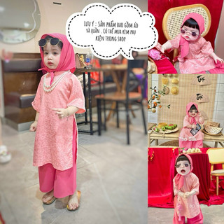 Áo dài gấm cho bé thiết kế cao cấp bao gồm áo , quần ,