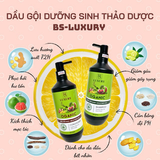 Bộ dầu gội xả dưỡng sinh thảo mộc BSLuxury 800ml Dầu gội từ thiên nhiên Phục hồi chống rụng bết nhờn làm sạch gàu da đầu