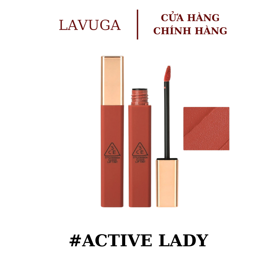 Son kem 3CE CLOUD LIP TINT #ACTIVE LADY (màu hồng cam nude)