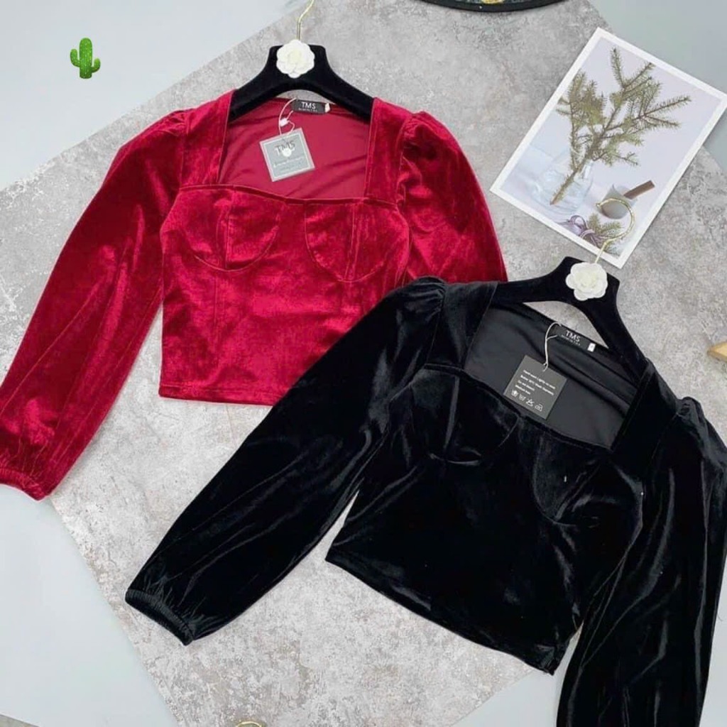 Clip thật 💯💯💯Áo crotop nhung U28020