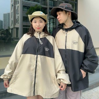 Áo Khoác Dù Unisex In CAMPING 2 Lớp Phối Màu Cá Tính Mặc Đi Học Đi Chơi