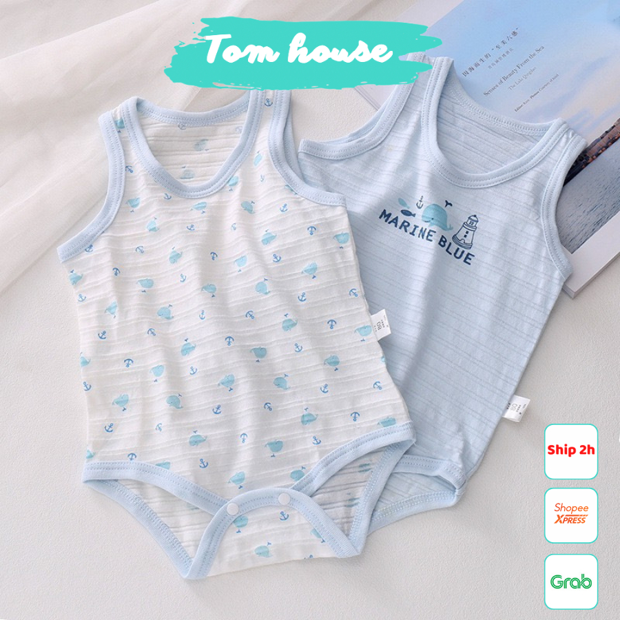 Set 2 Chiếc Bodysuit Sát Nách Mỏng Mát Cho Bé Trai Sơ Sinh Mặc Mùa Hè 𝟎𝟒𝐁𝐃𝐒