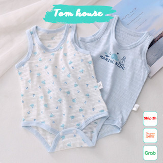 Set 2 Chiếc Bodysuit Sát Nách Mỏng Mát Cho Bé Trai Sơ Sinh Mặc Mùa Hè 04BDS