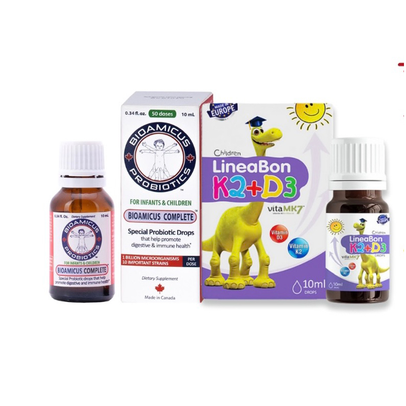 Combo men 10 chủng BioAmicus Complete 10ml và Lineabon D3K2 giúp tăng cường sức đề kháng cho bé