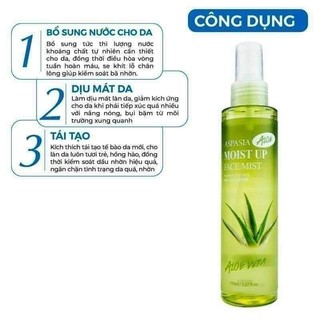 Xịt khoáng lô hội Aspasia Moist Up Face Mist Hàn Quốc 150ml xịt khoáng nha đam dưỡng trắng da