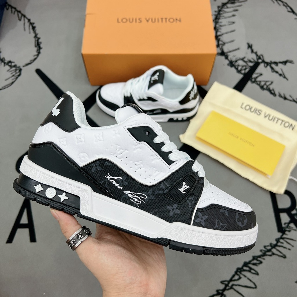 Giày Thể Thao LV 54 Trainer Signature Black White Đen Trắng Bản Cao Cấp Full Bill Box 2024