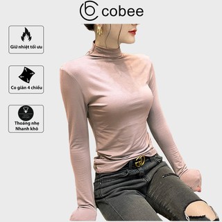 Áo giữ nhiệt nữ thun cổ cao 3cm lót nỉ vải viscco và spandex cực cao cấp new COBEE CB26