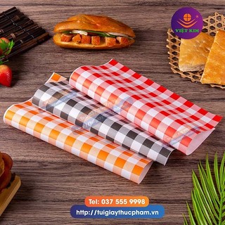 4kg Giấy Gói Burger - Sandwich - Xôi - Pizza Caro Cam hoặc Đỏ (MG - in sẵn)