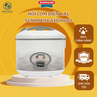 Nồi cơm điện 1.8L Ember Sunhouse SHD8602 công suất 700W tỏa nhiệt đều, nấu nhanh Hàng chính hãng
