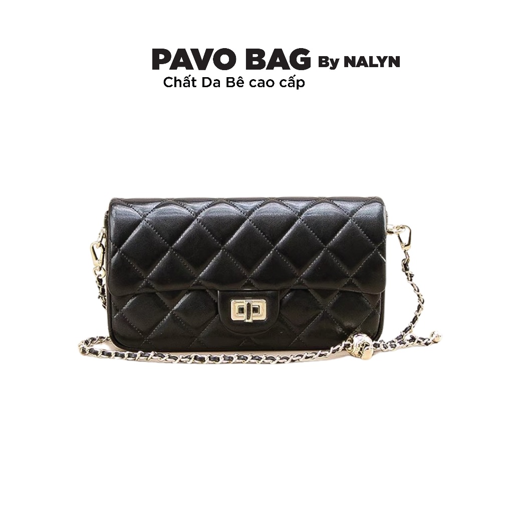 TÚI XÁCH NỮ NALYN PAVO BAG MÀU ĐEN DA THẬT