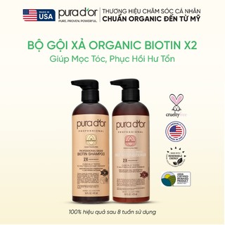BỘ GỘI XẢ HỮU CƠ PHỤC HỒI HƯ TỔN, GIẢM GÃY RỤNG CHUYÊN SÂU BIOTIN 2X PROFESSIONAL PURA DOR 473ml