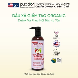 DẦU XẢ GIẤM TÁO HỮU CƠ DETOX, PHỤC HỒI HƯ TỔN APPLE CIDER VINEGAR CONDITIONEL PURA DOR 473ML ORGANIC