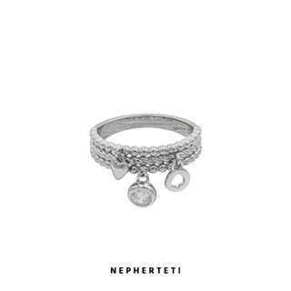 Nhẫn nữ bạc 925 nguyên khối xi bạch kim đính charm xinh xắn - Nepherteti
