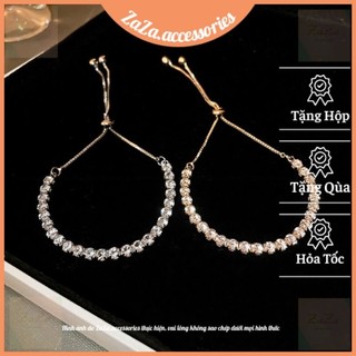  Vòng Tay Nữ Bạc S925 Dây Rút Đính Đá - Lắc Tay Bạc Nữ Dây Rút Đá Bling Bling ZaZa.accessories 