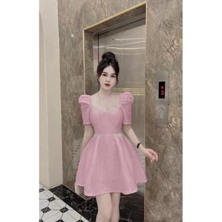 ĐẦM TAFTA PHỐI ĐÍNH ĐÁ [BIGSIZE 55-90KG] KÈM ẢNH CHỤP THẬT