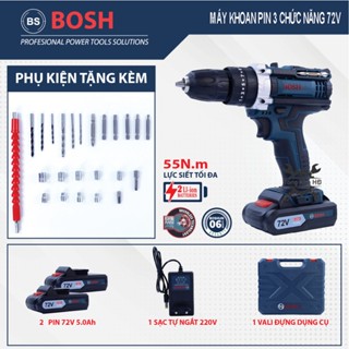 Máy khoan pin bos 72V | Pin cao cấp | Khoan 3 chức năng bắt vít khoan tường có búa
