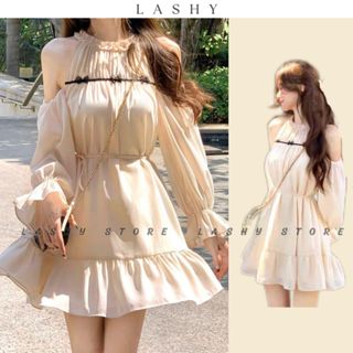  Váy nữ xinh Babydoll tiểu thư thiết kế hở vai nhẹ nhàng VA1 Đầm nữ xinh chất liệu tơ ngọc trai 