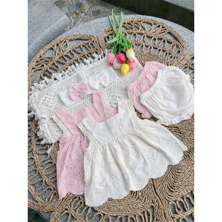 Sét bộ tiểu thư 2 màu Hồng kem cho bé gái 4-12kg