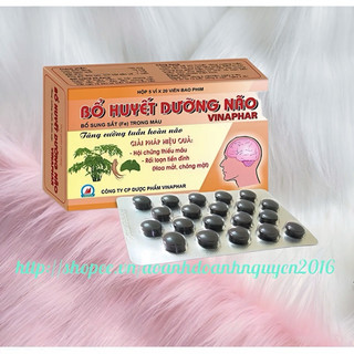 BỔ HUYẾT DƯỠNG NÃO  Vinaphar  - Hộp 100 viên- Hoạt huyết dưỡng não dùng cho người làm việc tri óc căng thằng.