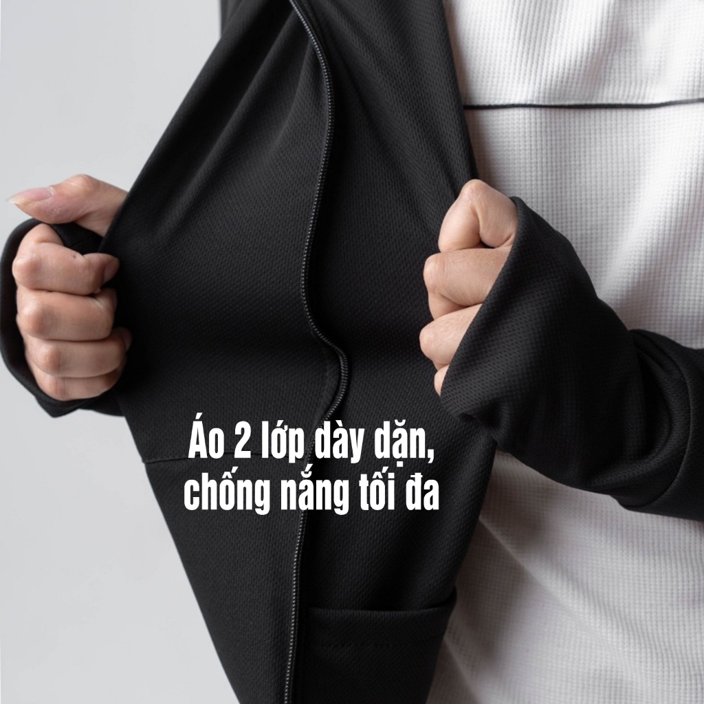 Áo chống nắng nam nữ 2 lớp Bigsize 90KG KHÓA KÉO CỔ CAO 2 LỚP dày dặn chống nắng chống tia UV | BigBuy360 - bigbuy360.vn