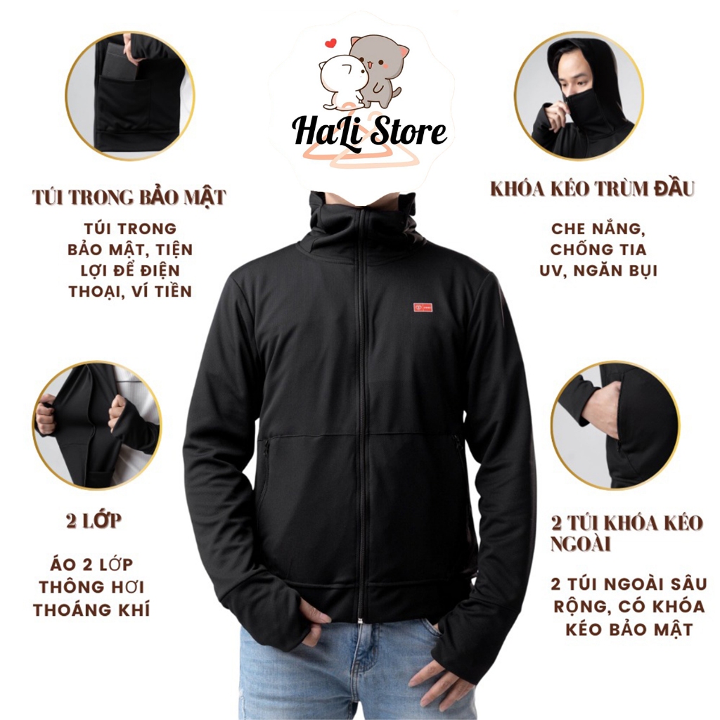 Áo chống nắng nam nữ 2 lớp Bigsize 90KG KHÓA KÉO CỔ CAO 2 LỚP dày dặn chống nắng chống tia UV | BigBuy360 - bigbuy360.vn