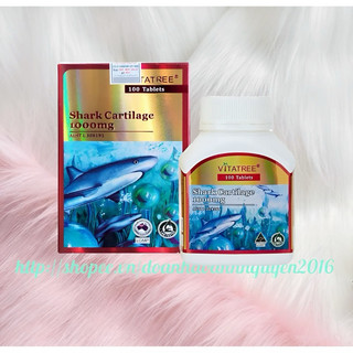 Sụn Cá Mập  Vitatree SHARK CARTILAGE 1000mg  Nhập khẩu ÚC - Lọ 100 Viên -Dưỡng chất phục hồi mô sụn khớp.