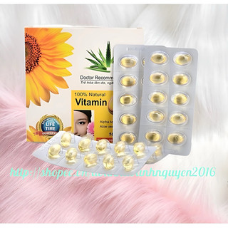 VITAMIN  E NHA ĐAM  400IU - Hộp 100 viên nang mềm -Tinh dầu lô hội làm đẹp da, chống lão hóa, ngừa nếp nhăn