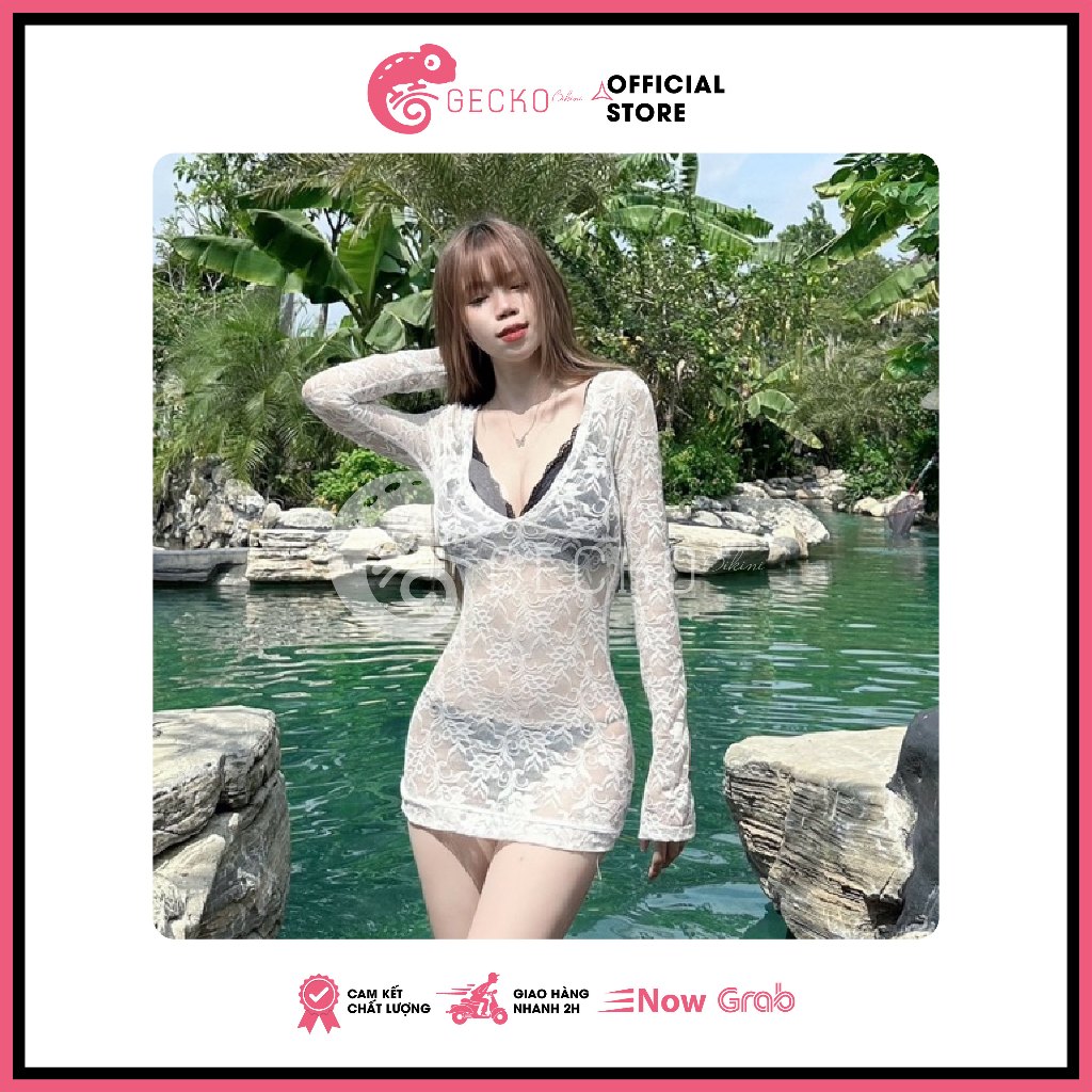 [HCM] Áo Lưới Ren Hoạ Tiết Hoa GECKO Xuyên Thấu Mặc Kèm Bikini 3PK24-A (Ảnh Thật) | BigBuy360 - bigbuy360.vn