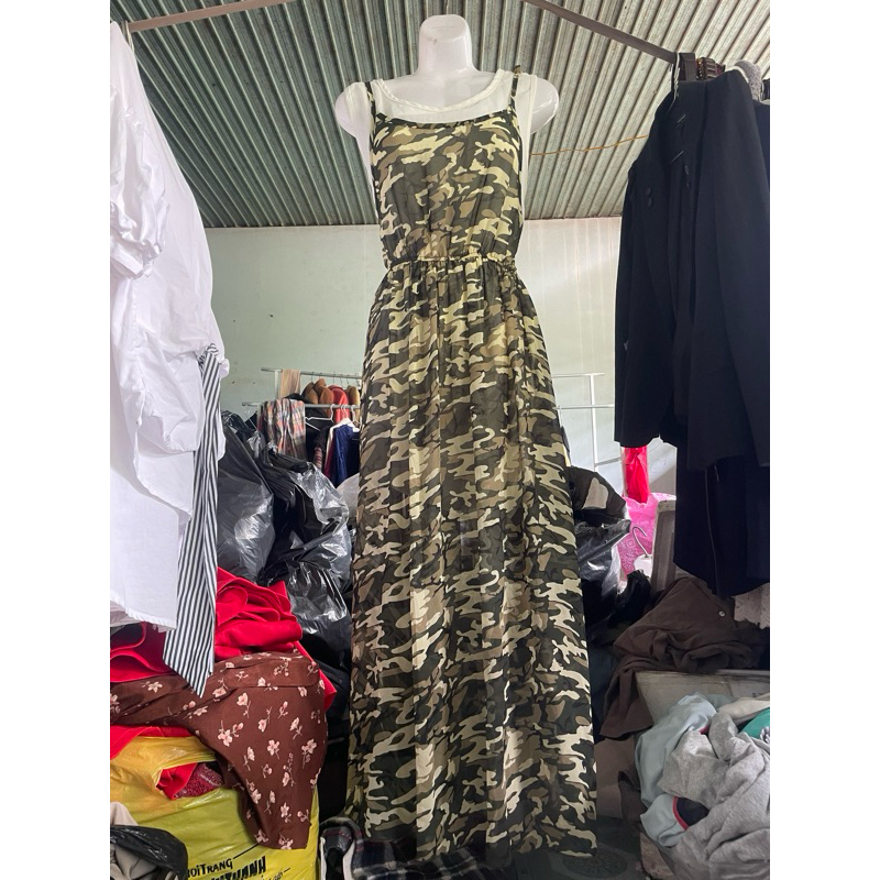 Đầm voan phối maxi eo chun