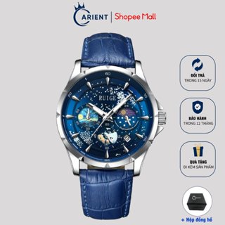 Đồng hồ nam dây da Carient K105 có lịch ngày sang trọng cao cấp viền thép không gỉ 40mm