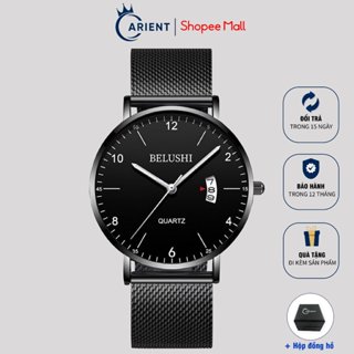 Đồng hồ nam dây thép lụa Carient F325 thời trang cao cấp, kim dạ quang có lịch ngày 40mm