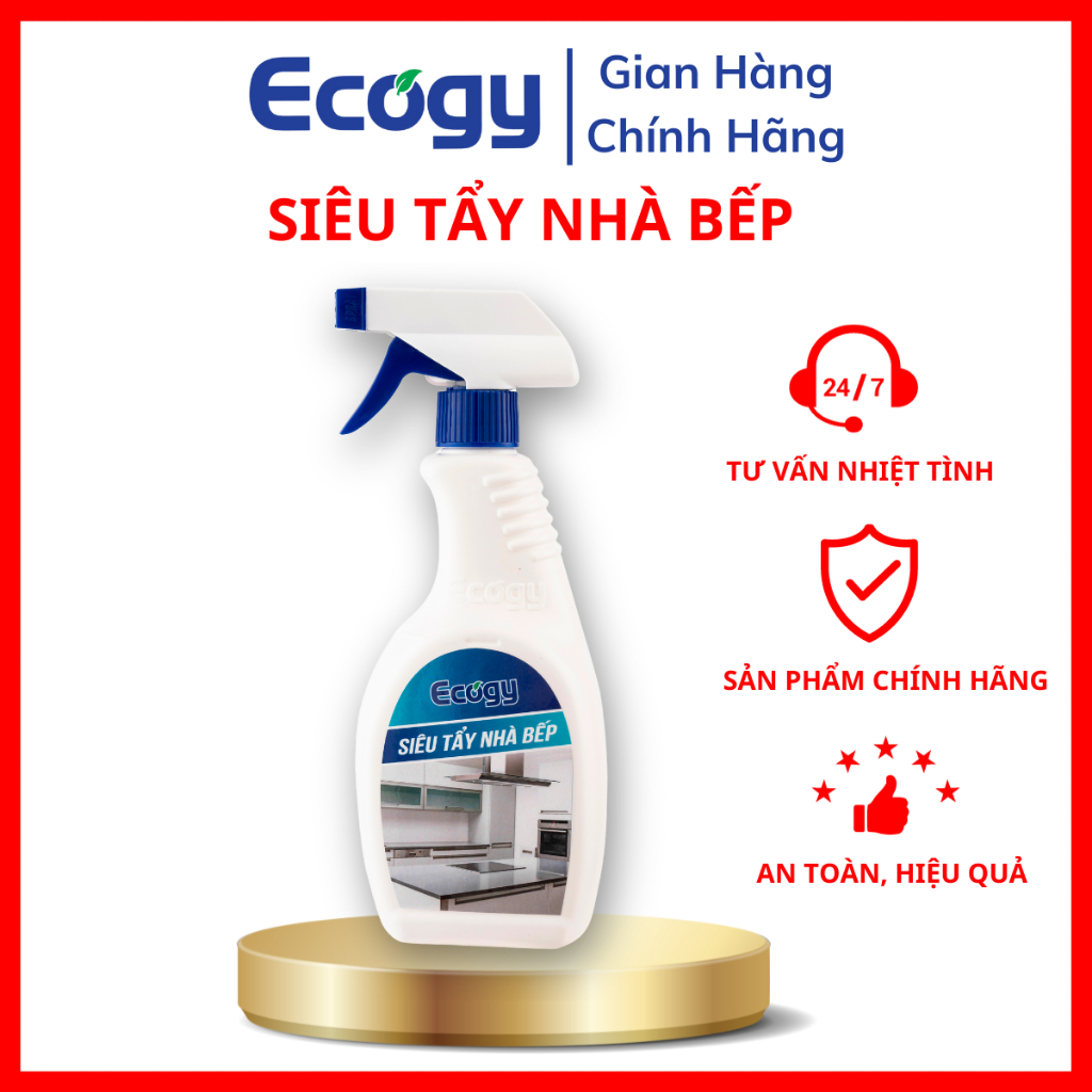 Siêu tẩy NHÀ BẾP (DẠNG XỊT) Ecogy đánh bay vết dầu mỡ bám trên xoong chảo, máy hút mùi, bếp ga, vệ sinh bếp sạch sẽ