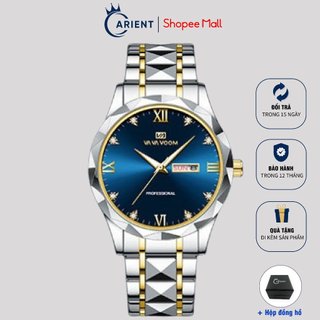Đồng hồ nam chống nước dây thép Carient F506 sang trọng viền vát kim cương cao cấp 39mm