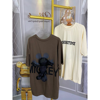 [ HÀNG CHUẨN ] ÁO THUN NAM NỮ, ÁO PHÔNG COTTON SIÊU CẤP QCL1  HÌNH MICKEY KÈM GẤU TO SAU LƯNG