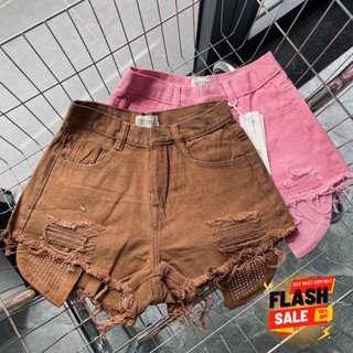 Quần short đùi jeans nữ cạp lưng cao rách kiểu túi mới MQT0 chất liệu cao cấp dày dặn dễ phối đồ