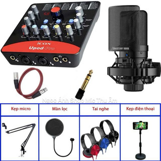 COMBO MIC THU ÂM TAKSTAR PC-SM8B Gen 3 Phiên Bản Mới + SOUND CARD ICON UPOD PRO full Phụ Kiện