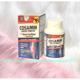 COSAMIN 500 NEW with Shark cartilage and MSM (Glucosamine )  Vinaphar 60 viên -Tăng Tiết Dịch Khớp,Mô Sụn,Thoái Hóa Khớp
