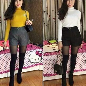 Quần tất giả bốt trên đen dưới đen - 60D