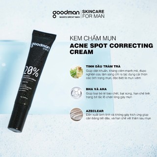 Kem chấm giảm mụn cấp tốc GOODMAN 20% ACNE SPOT CORRECTING CREAM