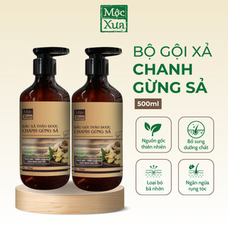 (Chính hãng)Bộ gội xả thảo dược Mộc Xưa 500ml tinh chất gừng, chanh sả giúp tóc chắc khỏe, ngừa rụng kích thích mọc tóc