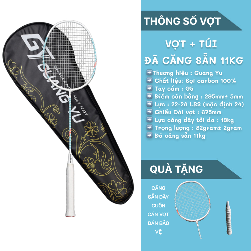 Vợt cầu lông hummingbird chính hãng Guang Yu 100% khung sợi Carbon siêu bền 82g 4U/G5 chuyên nghiệp 