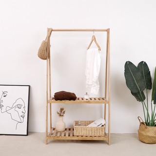 Kệ treo quần áo 2 tầng gỗ thông SIZE 85 x 38 x 150 - Nội Thất HT