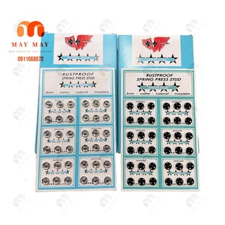 Vỉ 36 nút bấm áo dài ngôi sao 8mm có 2 màu trắng & đen