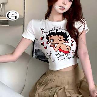 Áo Crcroptop CÔ GÁI FRIENDLY Cổ Tròn Tay Ngắn Ôm Body, Áo Thun Crcroptop Kiểu In Chất Borip