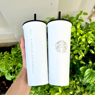 Ly cốc giữ nhiệt Starbucks Trắng nắp đen sơn nhám Dung tích 590ml